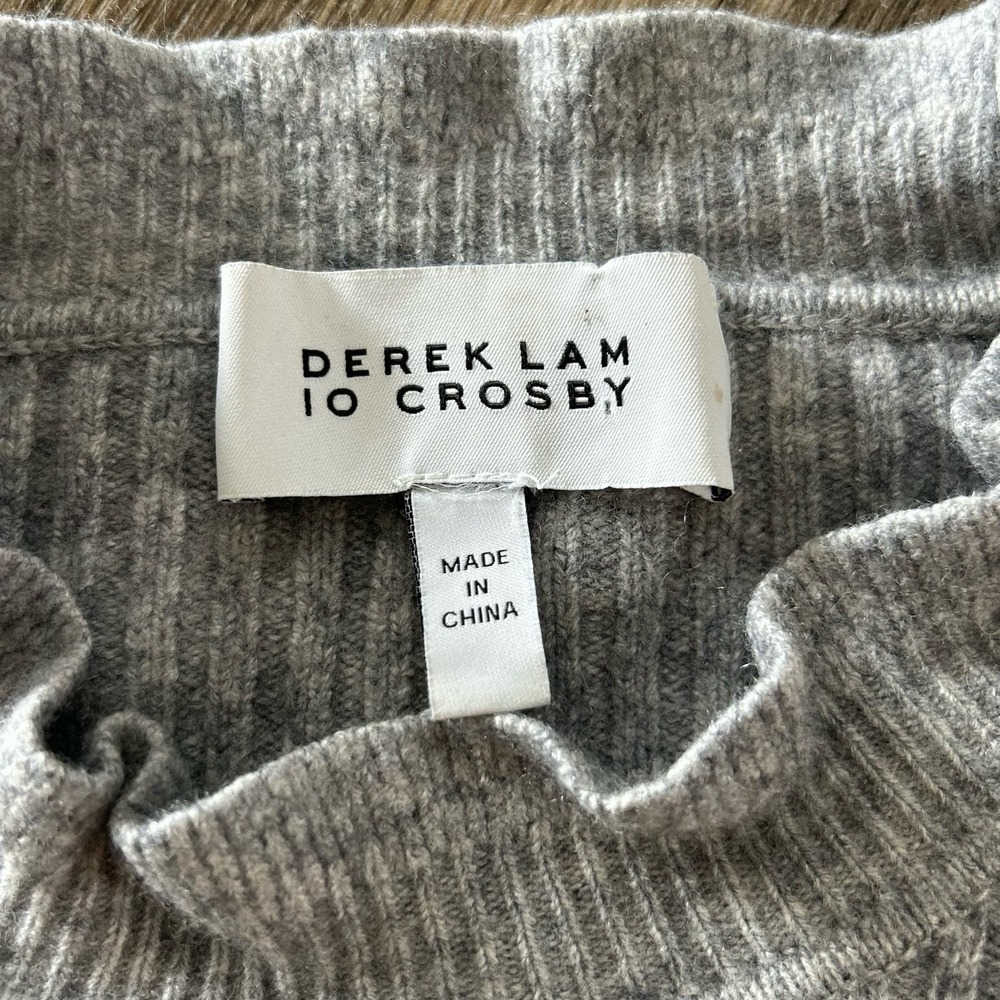 Derek Lam 10 Crosby Romantic Wool/Cashmere Ruffle Shoulder Sweater Gray - Small - Picture 6 of 8